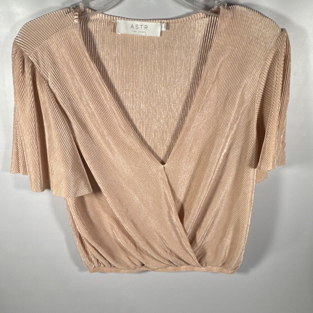 ASTR The Label Blush Pink Plisse Blouse Size L